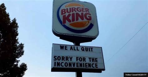 'We all quit' Burger King sign goes viral as staff walk out