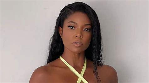 Gabrielle Union Wore an Extreme Cut-Out Halter Dress in the Most Calming Color